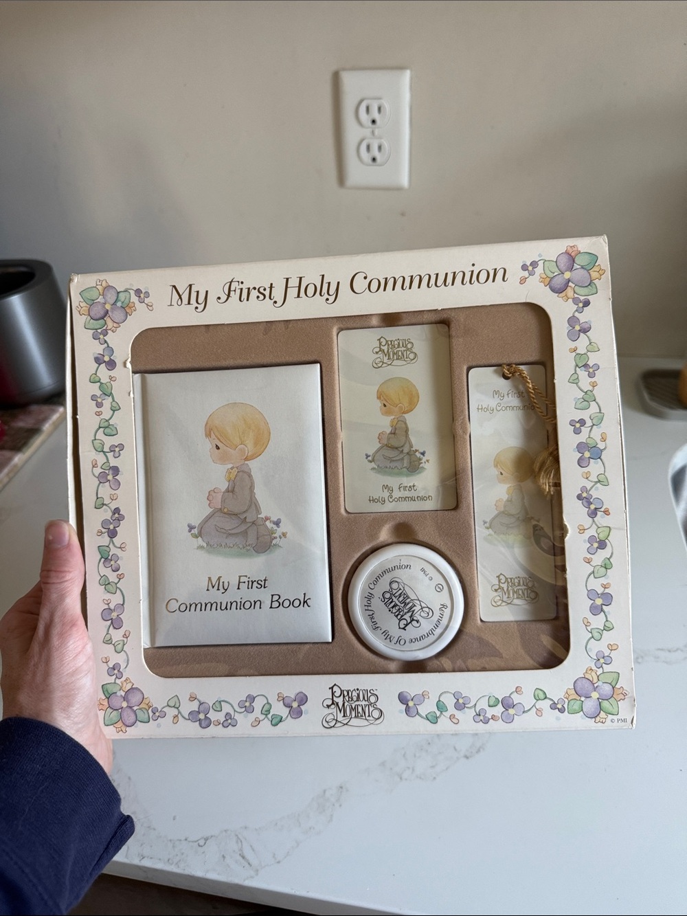 1993 NWB Precious Moments Communion Gift Set - Cream & Pastel Floral